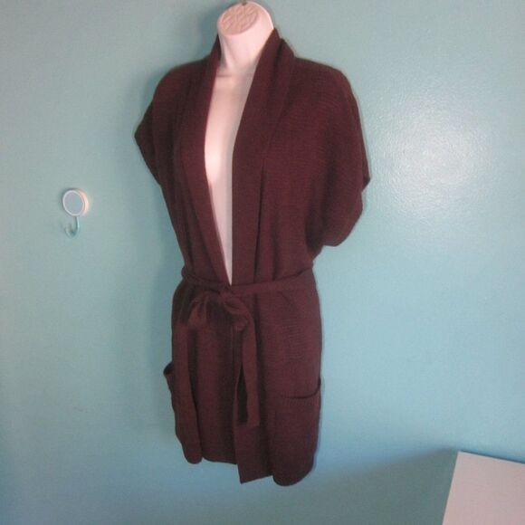 Classiques Entier Atelier Womens Size XL Plum Knit Cardigan Sweater With Tie - Picture 1 of 10